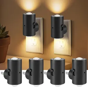 LED Night Lights Plug into Wall,Dimmable Plug in Night Light, Dusk to Dawn, 0-200LM Bright Nightlight Auto-On/Off, 2700K Night Lights for Bedroom Hallway Stairway, 4 Pack