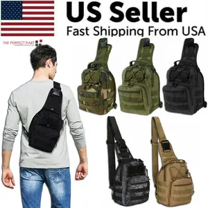 Men's Tactical Sling Backpack with Adjustable Strap, Molle System, Shoulder Bag Design, Travel Use Chest Pack for Outdoor Hiking