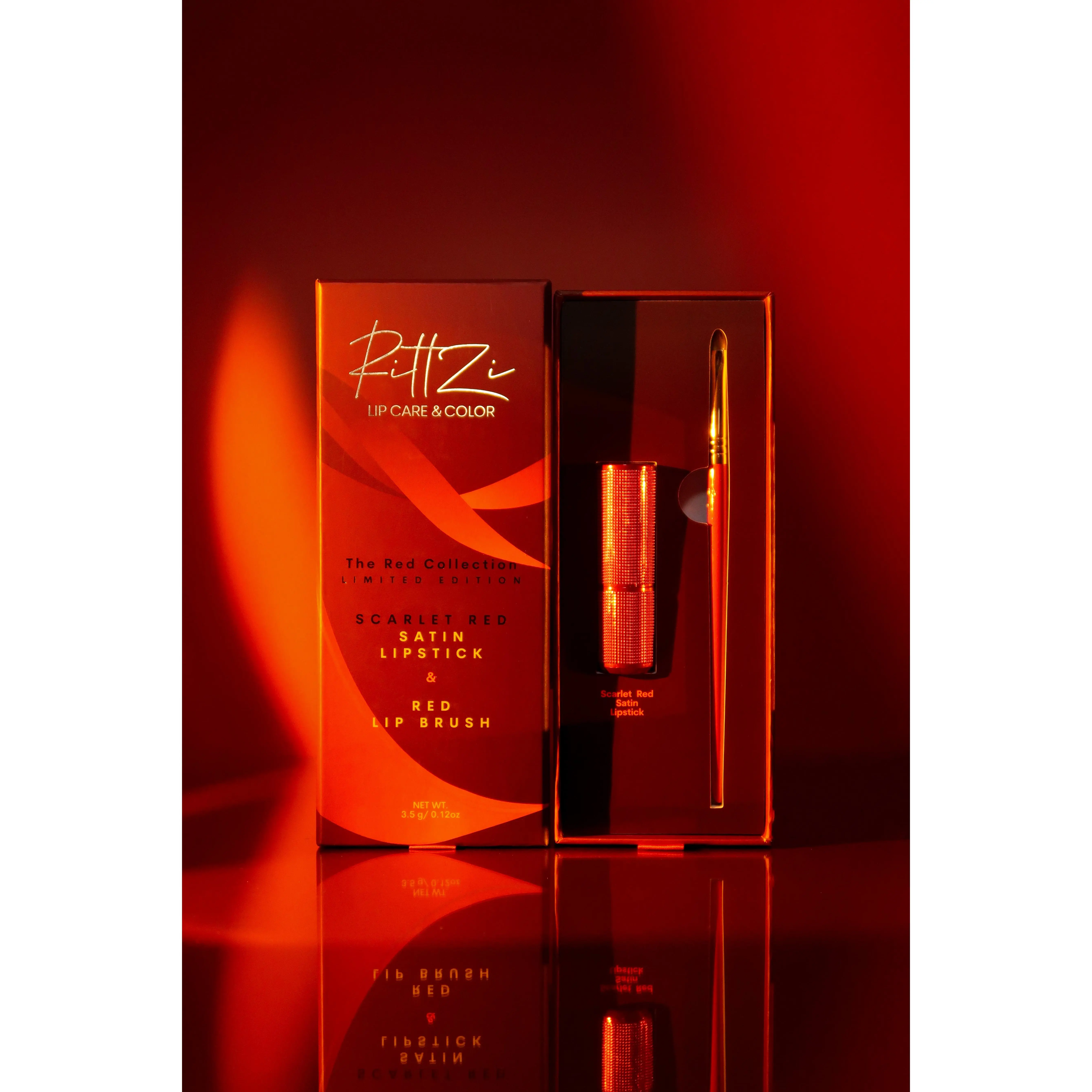 The Red Collection: Satin Lipstick + Lip Brush 2PC Set