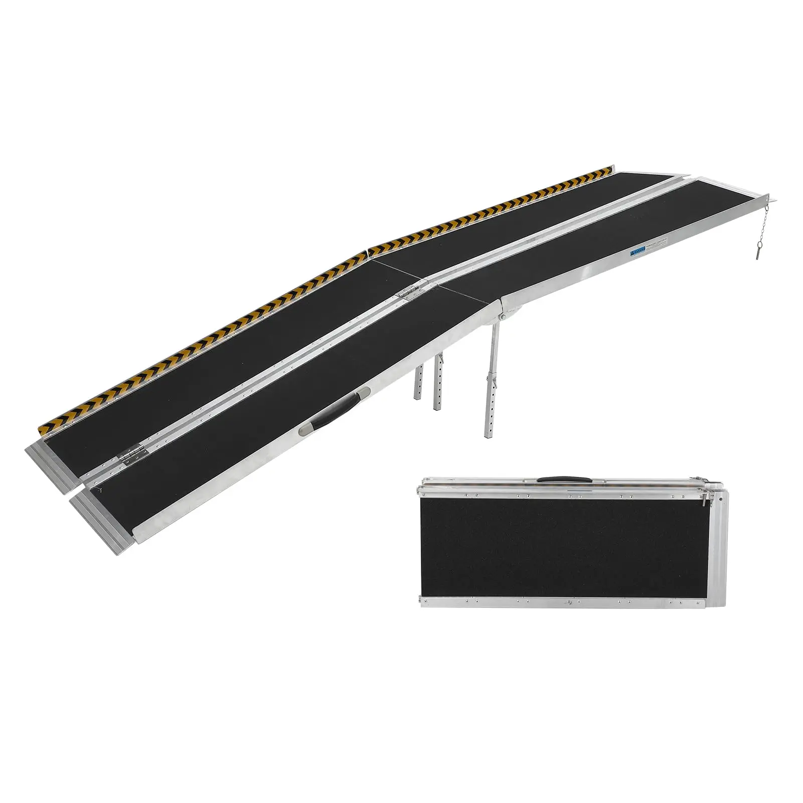 GARVEE 9 FT Portable Aluminum Wheelchair Ramp for Home Steps with Non-Skid Surface and Reflective Strips, Foldable Design, Supports up to 600 LBS Weight Capacity