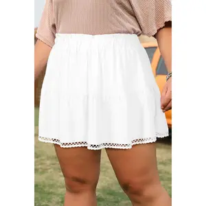 PLUS White Frilled Boho Shorts