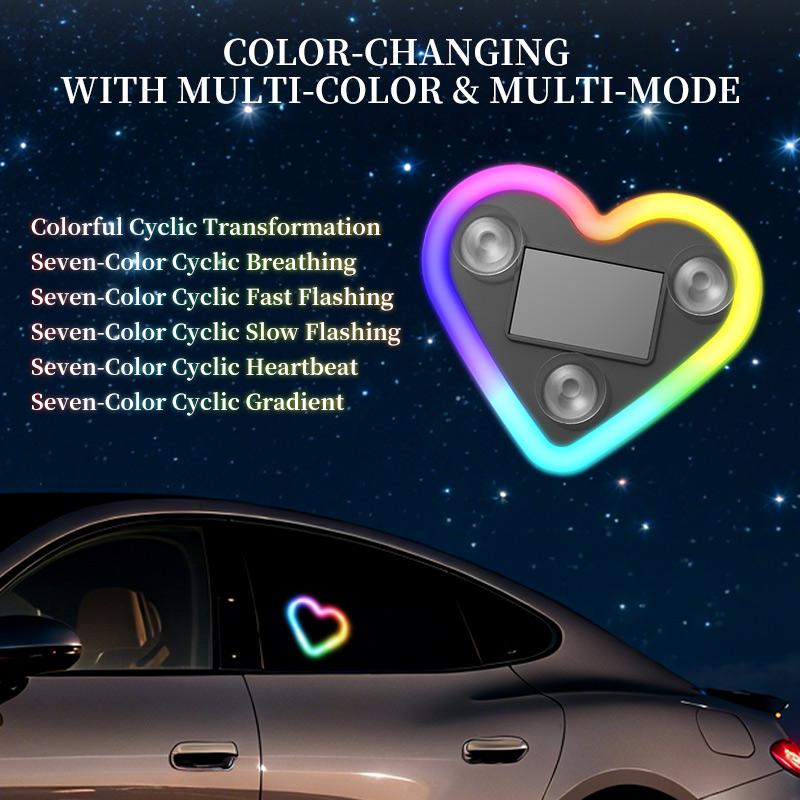 Joytutus Solar Powered LED Heart Shape C-Pillar Neon Light Eco-Friendly Wireless Car Interior Decor 9.57mm x 8.42mm x 15.36mm