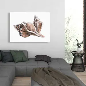 212 MAIN Coastal Beach Wall Artwork - 36x48 in. Artistic Photo with Coral, Horse, Conch, Seashells Design, Neutral Tone High-Def Print, Beach House Home Decor Decoration for Living Spaces