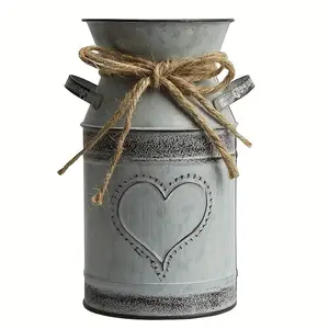 Vintage Metal Can, Heart Shaped Design Flower Vase without Flower, Home Decor for Living Room, Bedroom, Study Room, Dining Room, Vanity Decor Accessories, Ornaments, Vintage Vases