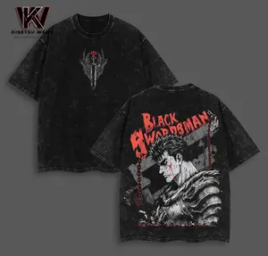 Guts Black Swordsman T-Shirt Berserk Anime Graphic Tee Oversized Acid Washed Soft Cotton Shirt Anime Streetwear Casual Menswear Womenswear Dragonslayer Sword Gift for Berserk Fans