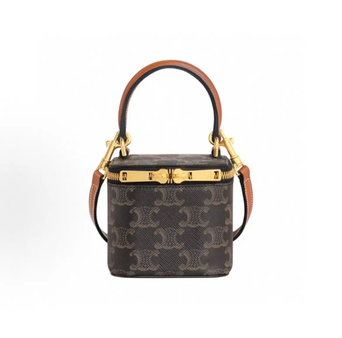 Pre-owned Celine Triomphe Canvas Mini Handheld Vanity Case Box Bag（2600099）