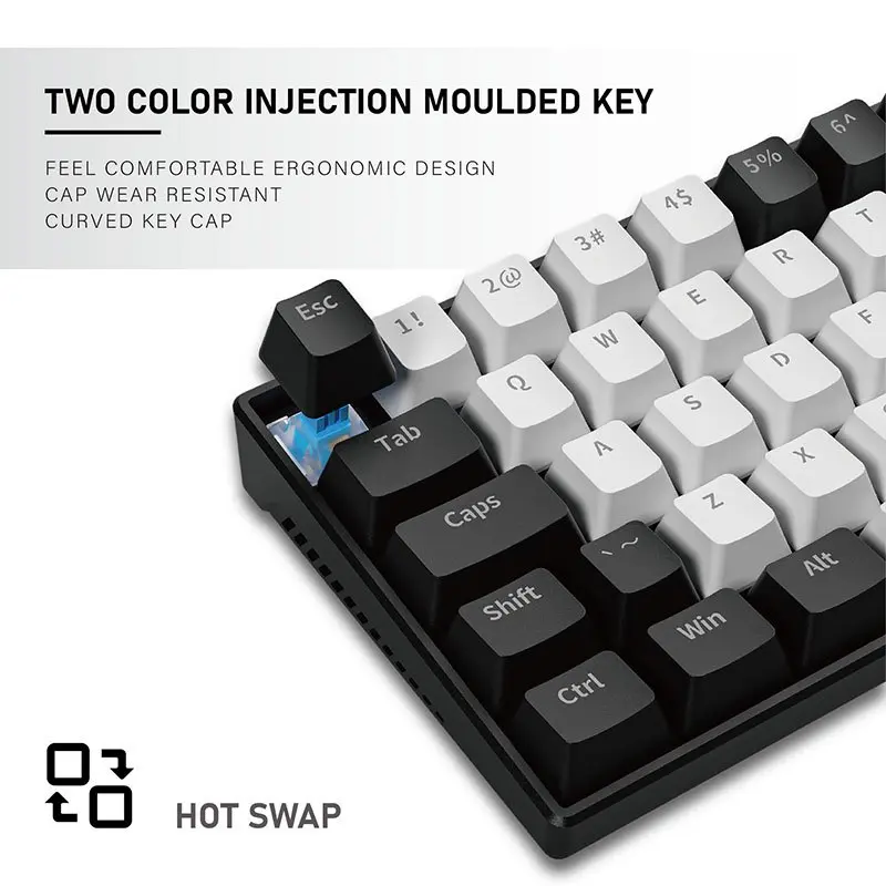 ZIFRIEND KA646 63 Keys Mechanical Keyboard Wired 60% Layout Mini