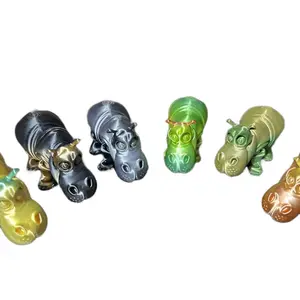 Mini Articulated Hippos Figurine Decor Animal