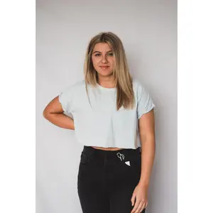 Hey Weekend Cropped Tee - Light Blue, Short Sleeve, Casual Style, Versatile Design for Everyday Wear Top Womenswear Bottoms Boxy Cute Streetwear Fit Arctic Blue