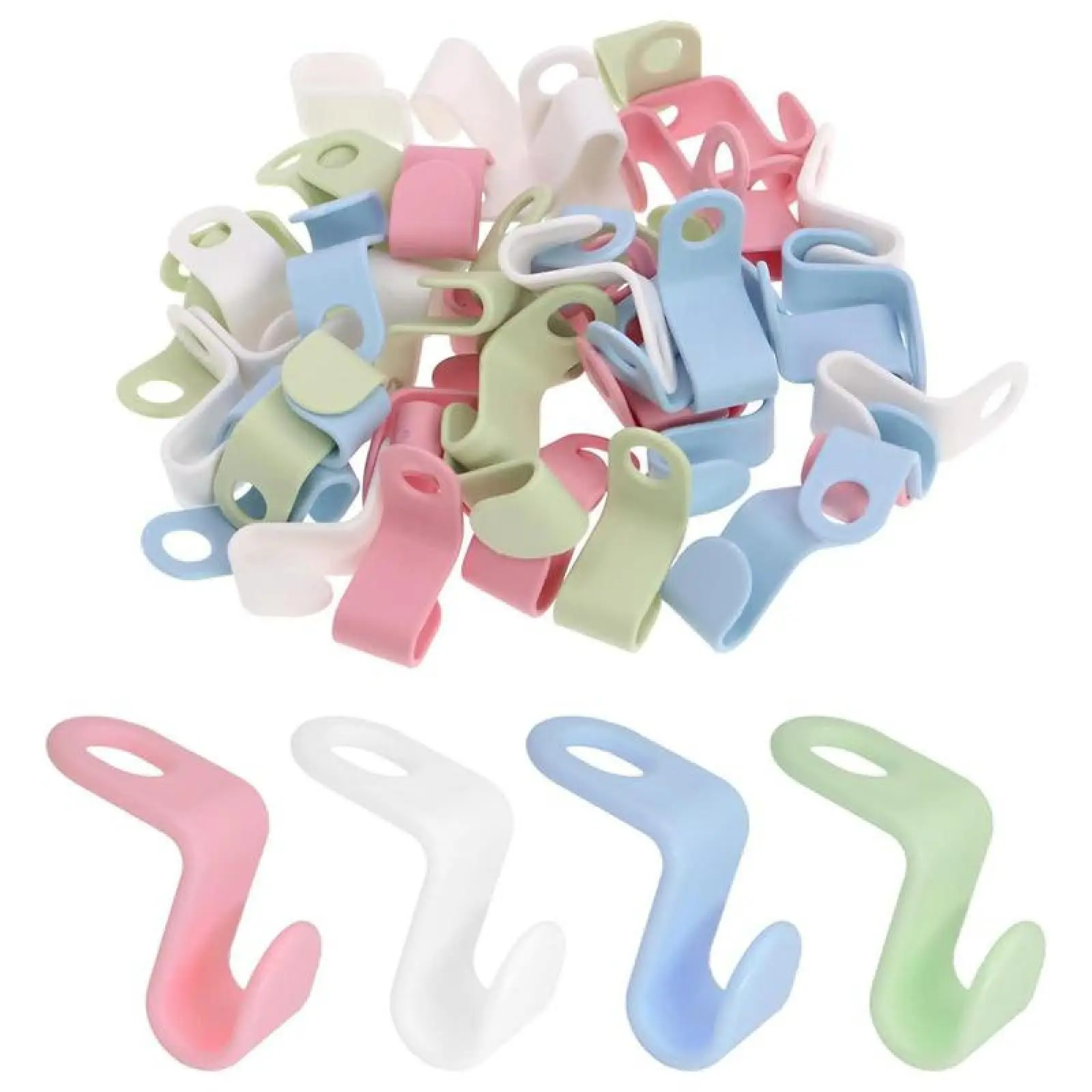 30PCS/100PCS Hanger Connector Hooks, Multicolor Closet Organizer Hanger Clips Space Saving Clothes Hanger Extender Hooks,Random Colors.