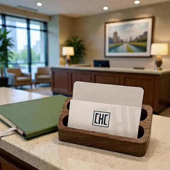 Custom Business Card Holder Desk, Personalized Engraved Wooden Business Card Case Holder, Customized Name Logo Business Card Display Gifts
