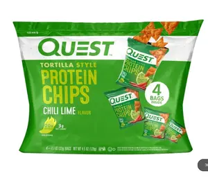 Quest Tortilla Style Protein Chips, Chili Lime, Gluten Free, 1.1oz, 4Ct