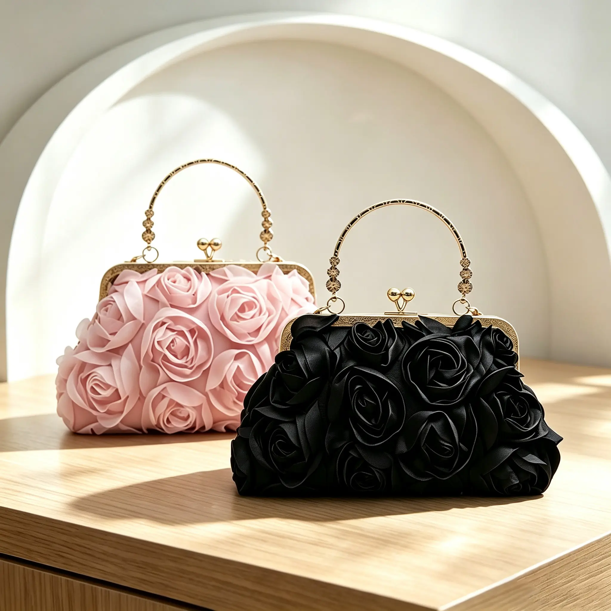 2026 Elegant Floral Clutch Kiss Lock Evening Bag Cute Flower Purse