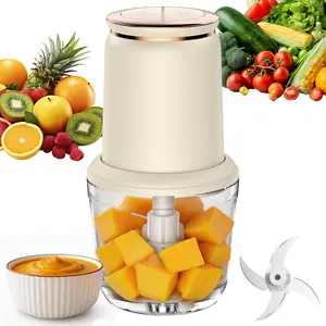 Baby Food Maker with Glass Bowl and Stainless Steel Blades, Small 300W Electric Food processor Vegetable Chopper for Home Kitchen, Baby Food Puree Blender for Fruit, Meat, 20oz, White