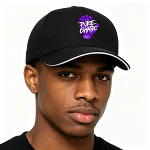 Punk Gothic Streetwear Dad Hat - Black Pure Chaotic Purple Raised Hand Drip Graffiti Graphic, Summer Outdoor Sun Protection Cap for Men and Women