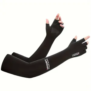 2 Pairs Summer Cooling Arm Sleeves Cover Solid Color Sun Protection Anti Slip Arm Sleeves Great For Running Cycling Basketball