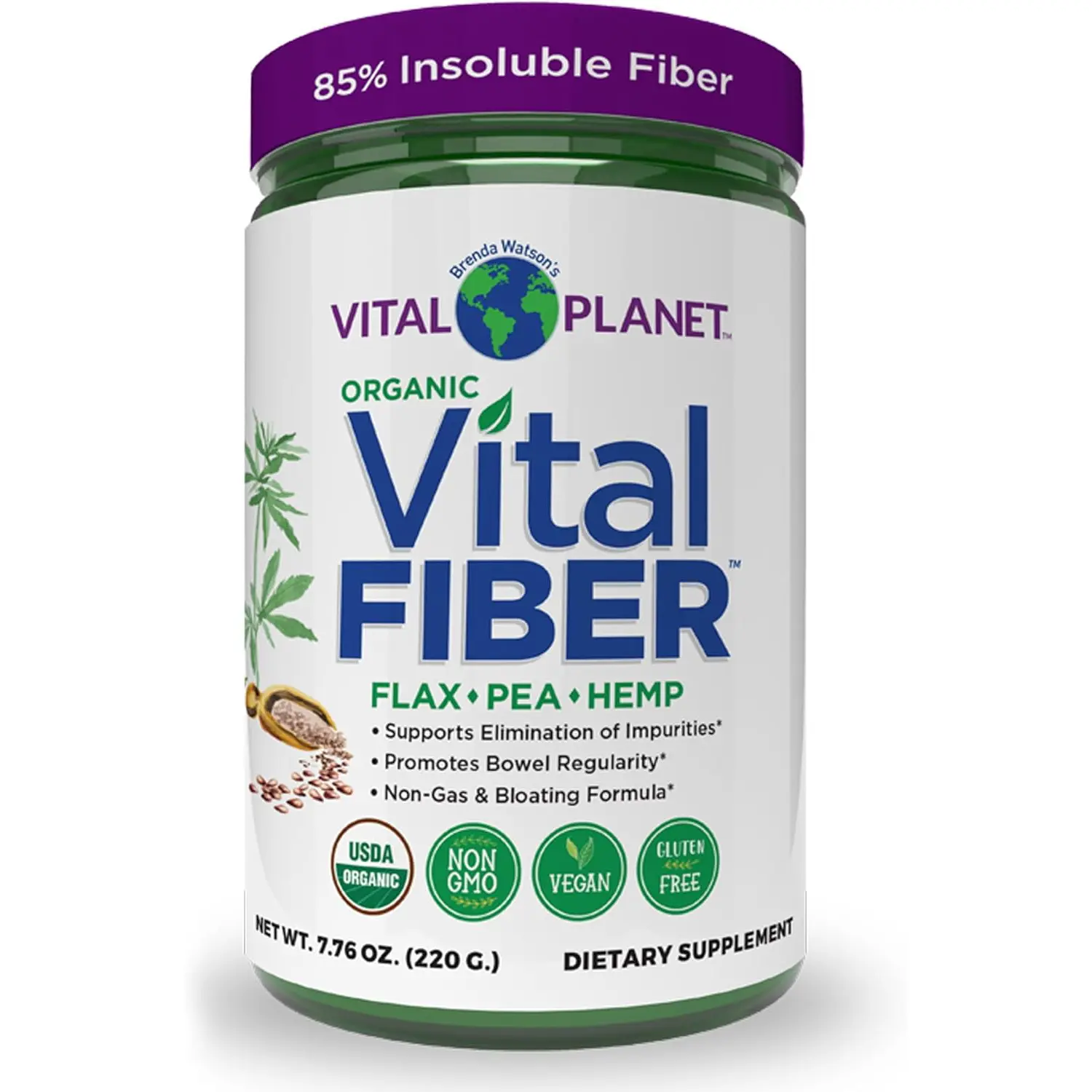 Fiber Powder Supplement Organic Daily Fiber with Flax Pea Hemp Gut Health Digestive Support 7.76 oz