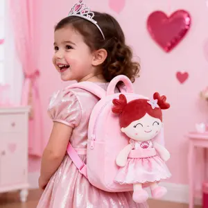 Gloveleya Valentine's Day gifts Plush Doll Backpack for Girls Detachable 2 in 1 Toddler Backpack Soft Plush Bag with Removable Princess Stuffed Doll Lightweight Travel Kid Backpack Perfect Christmas Birthday Gift for Preschool and Kindergarten Girls