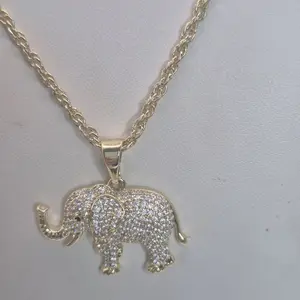 elephant pendant with chain plated gold 14k