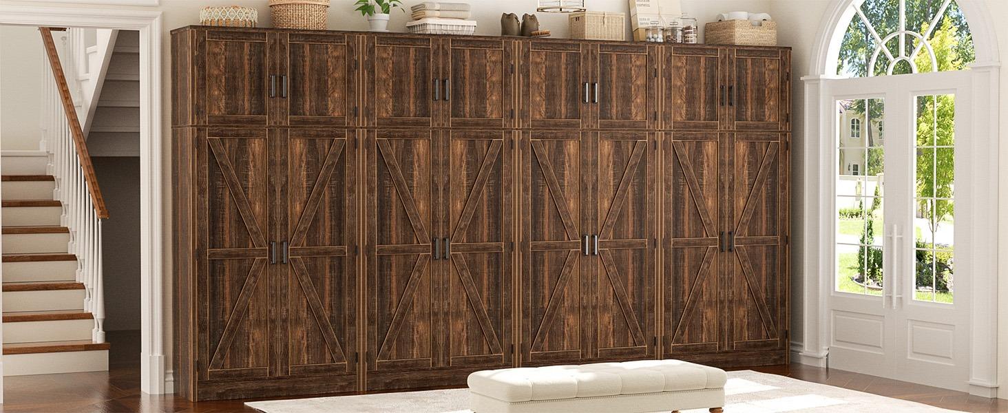 Homieasy 71'' Tall Kitchen Pantry, Farmhouse Storage Cabinet, Freestanding Pantry Cabinets with Barn Doors & Adjustable Shelves, Kitchen Storage Cabinets for Living Room, Dining Room, Bathroom furniture, mothersdaygift