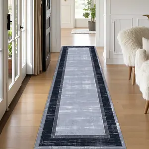 Velvet Long Strip Pattern Printed Carpet, Silver Color Modern Design, Home Decorative Rug, Available in Multiple Sizes, Soft Non-Shedding