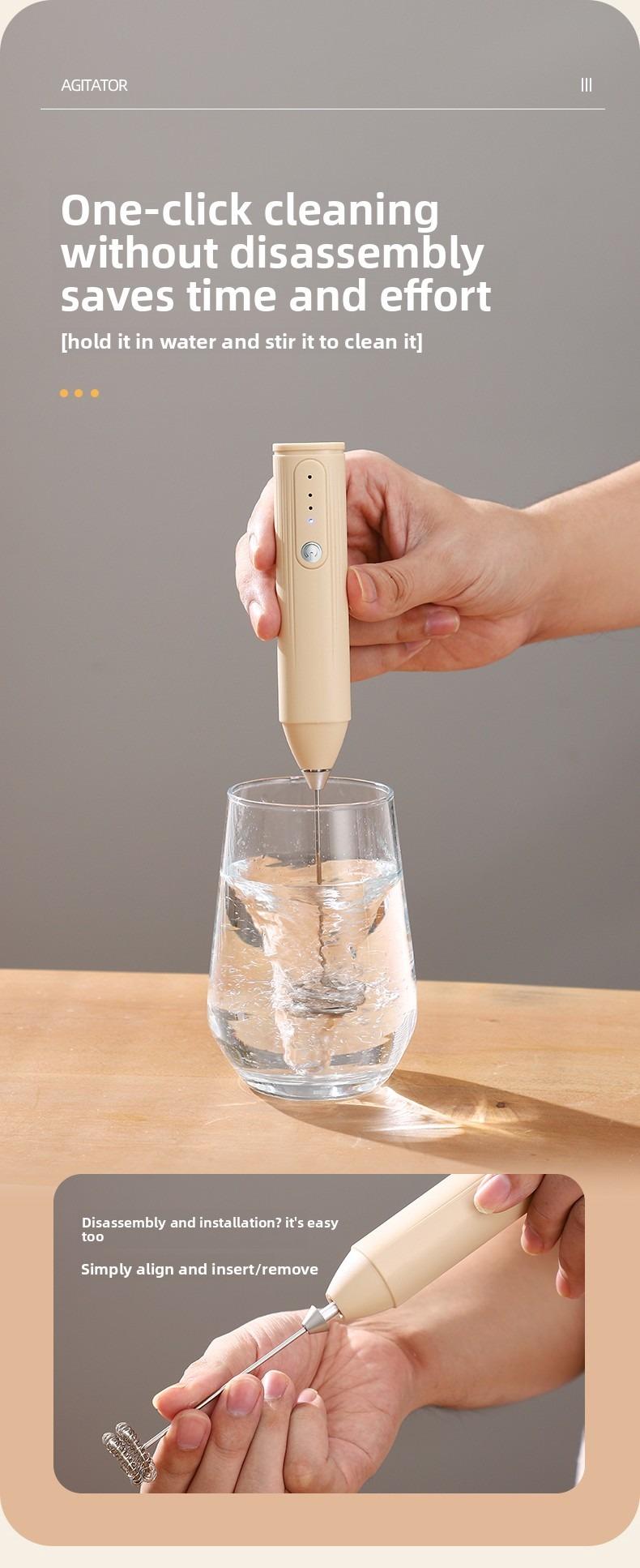 Electric Milk Frother Handheld with 3-Speed Adjustable Whisk, Fast Frothing Coffee Tools, Portable Wireless Foam Maker for Hot & Cold Drinks