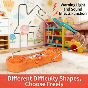 Children's Intellectual Game Electric Touch Maze Fire Line Impact Concentration Training Toy with Warning Light Sound Effects Different Difficulty Shapes Choose Freely funny  board  games