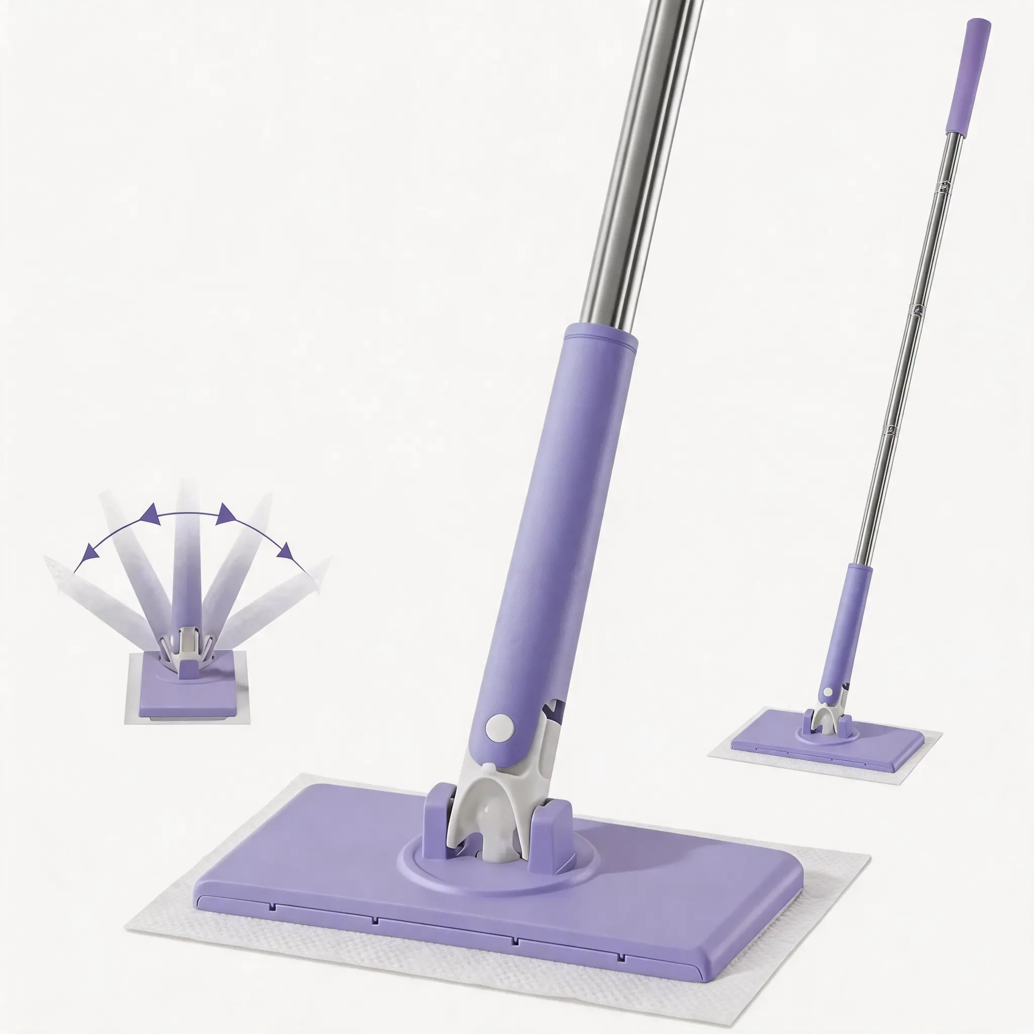 No Wash Flat Mop with Disposable Cloths Hands Free Wet Dry Floor Cleaner for Bathroom Kitchen Tile Hardwood Multi Surface Cleaning