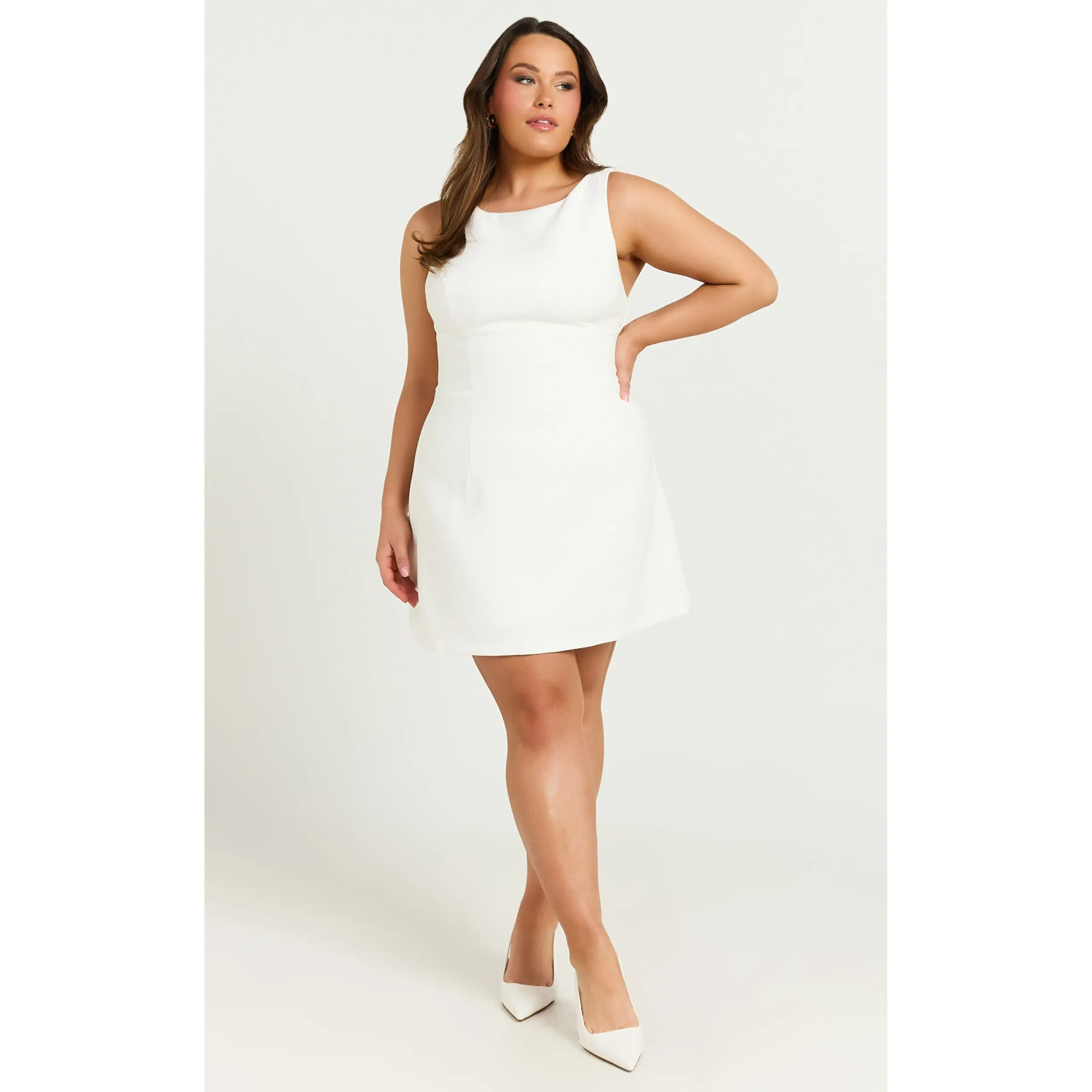 Freddie Mini Dress - Boat Neck Fit and Flare Dress in White - TikTok Shop