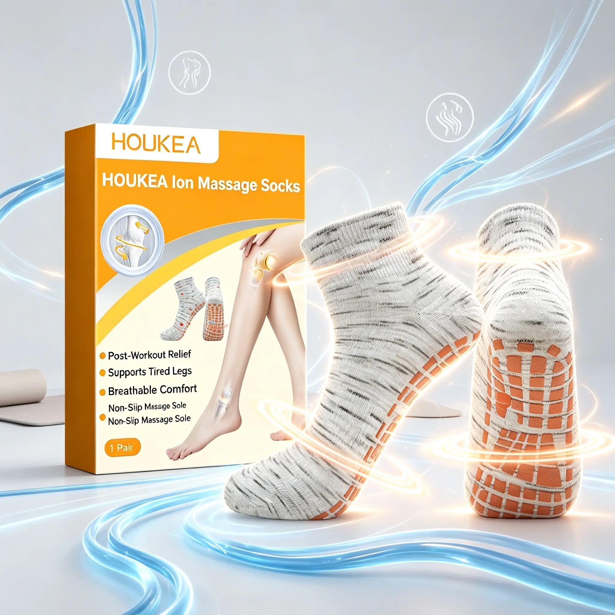 Houkea Warm Socks, Ease Leg Soreness And Discomfort Breathable Comfortable Non-Slip Foot Care Massage Socks
