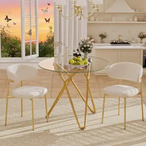 1-4 people save space with a round tempered glass dining table, sturdy metal legs, dual-purpose dining and living room, and a small kitchen exclusive round table
