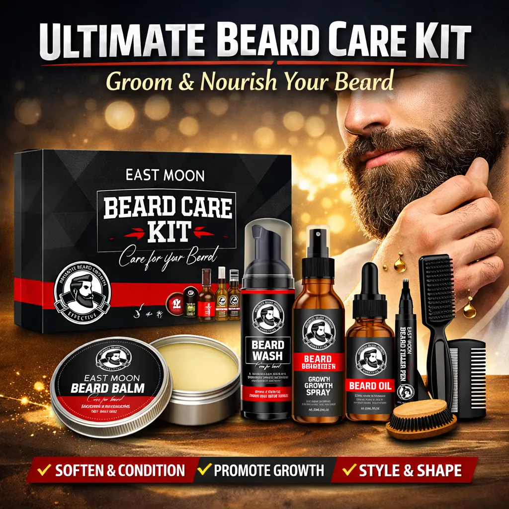 Men Care Set , 1 Set Beard Shampoo & Beard Oil & Beard Balm &Brush &Comb, Grooming Kit for Men, Great for Daily Use, Birthday Gifts for Men, Unique Beard Care Kit for Men Best Friends Male Dad Brother Husband Fiance Him Boyfriend Coworker