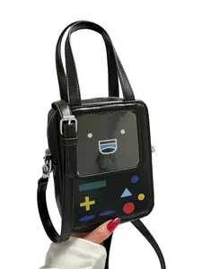 High-Quality Creative Game Console Bag, Fun Cartoon Print, Unique Crossbody Shoulder Bag, Transparent Window, Dual-Use, Daily Fashion Accessory