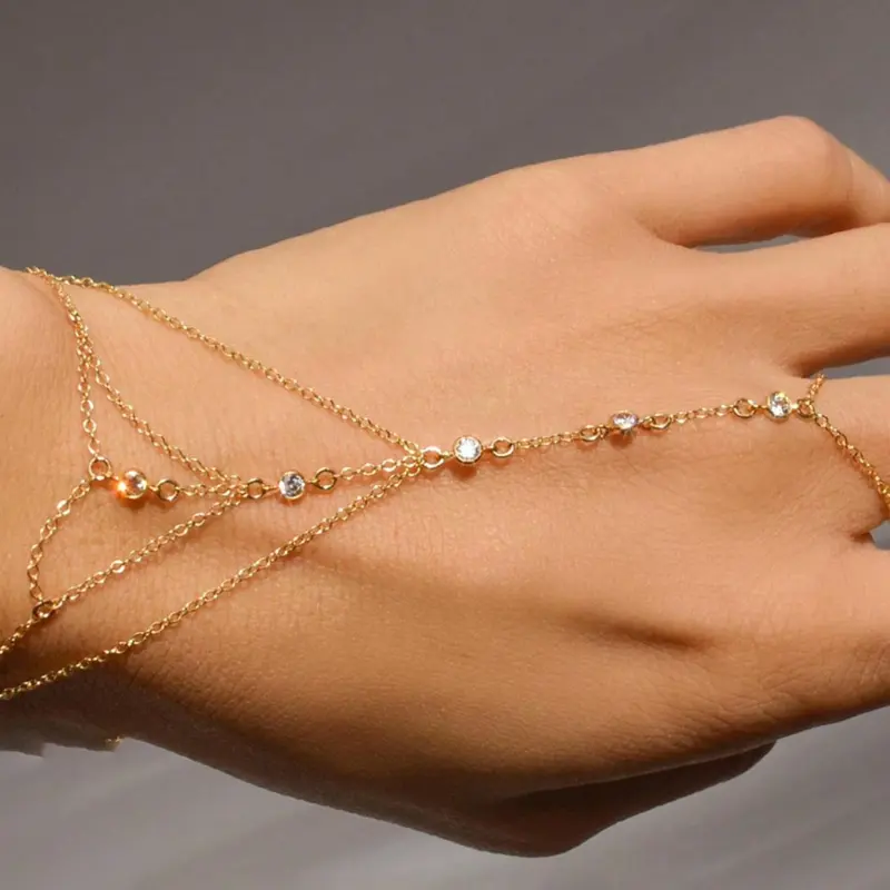 Dainty Hand Chain Bracelet, Exquisite Trendy Bracelet, Fashionable Bracelet, Pretty Bracelet, Beautiful Bracelets, Handchains, Minimalist Crystal Finger Ring, Elegant Hand Jewelry for Women, Trendy Spring Summer Accessory