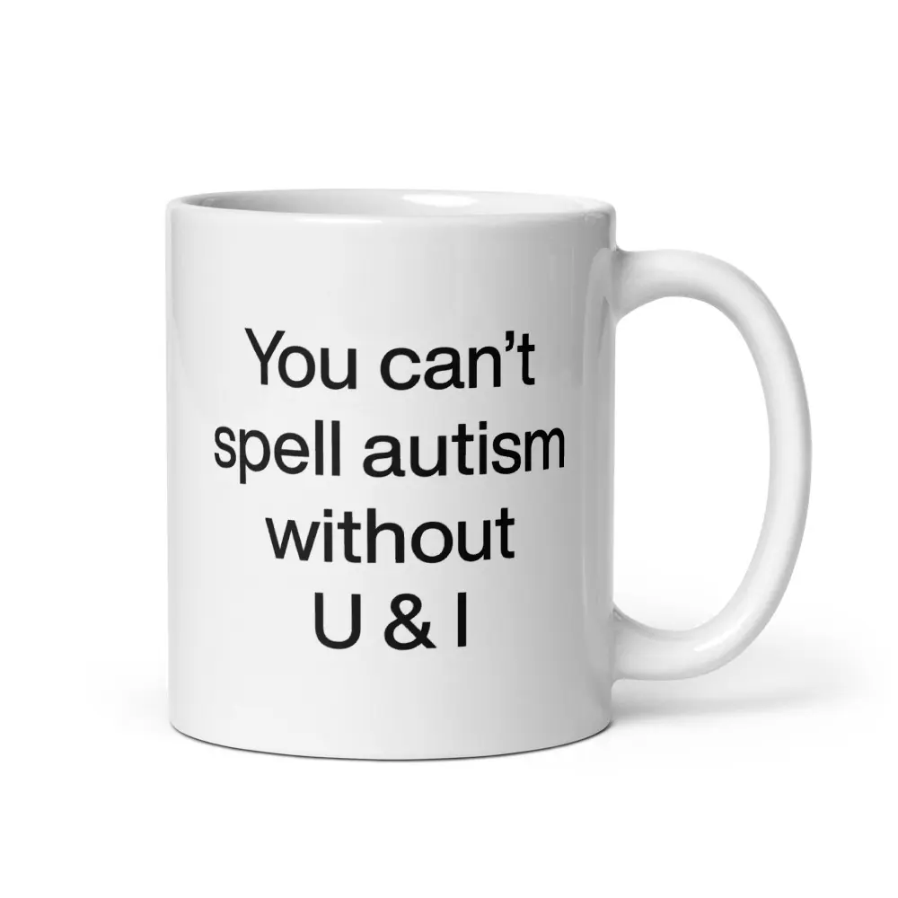 Autism-Themed Ceramic Mug, 20oz Multi-Size Drinkware - "You Can’t Spell Autism Without U & I" Design Kitchenware, Text-Based