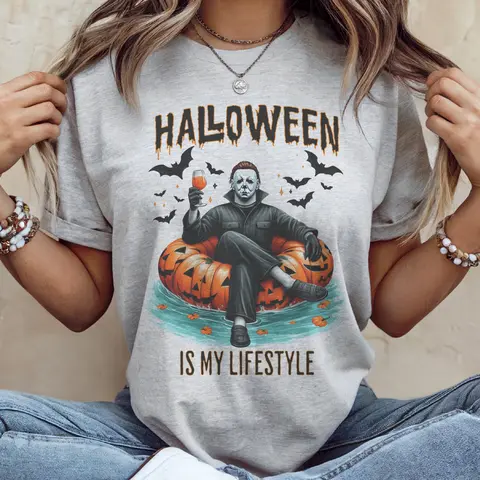 Halloween Spirit Is a Lifestyle Women's T-Shirt - Casual Cotton Polyester Blend Crewneck Tee with Graphic Print for Halloween Parties & Everyday Wear