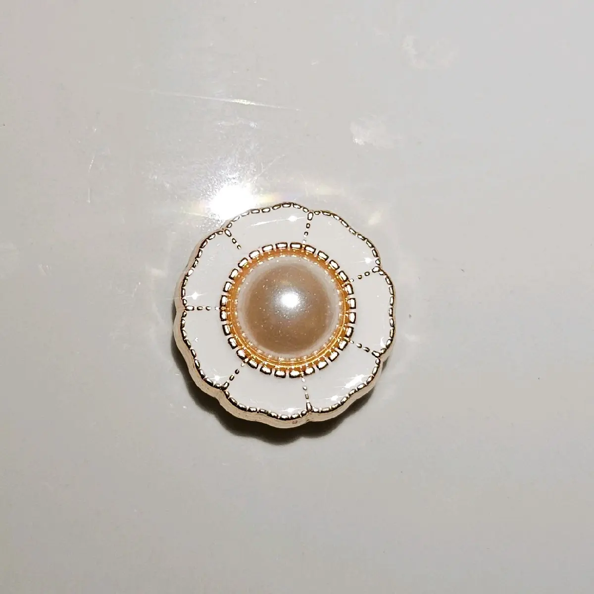 Gold Pearl Flower Croc Charm