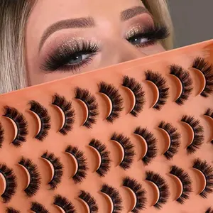 20 Pairs Mixed 6D Natural Curly Faux Mink Lashes, Soft Volume Cat Eye Effect, Reusable & Easy to Apply, Great for Beginners, Daily & Cosplay