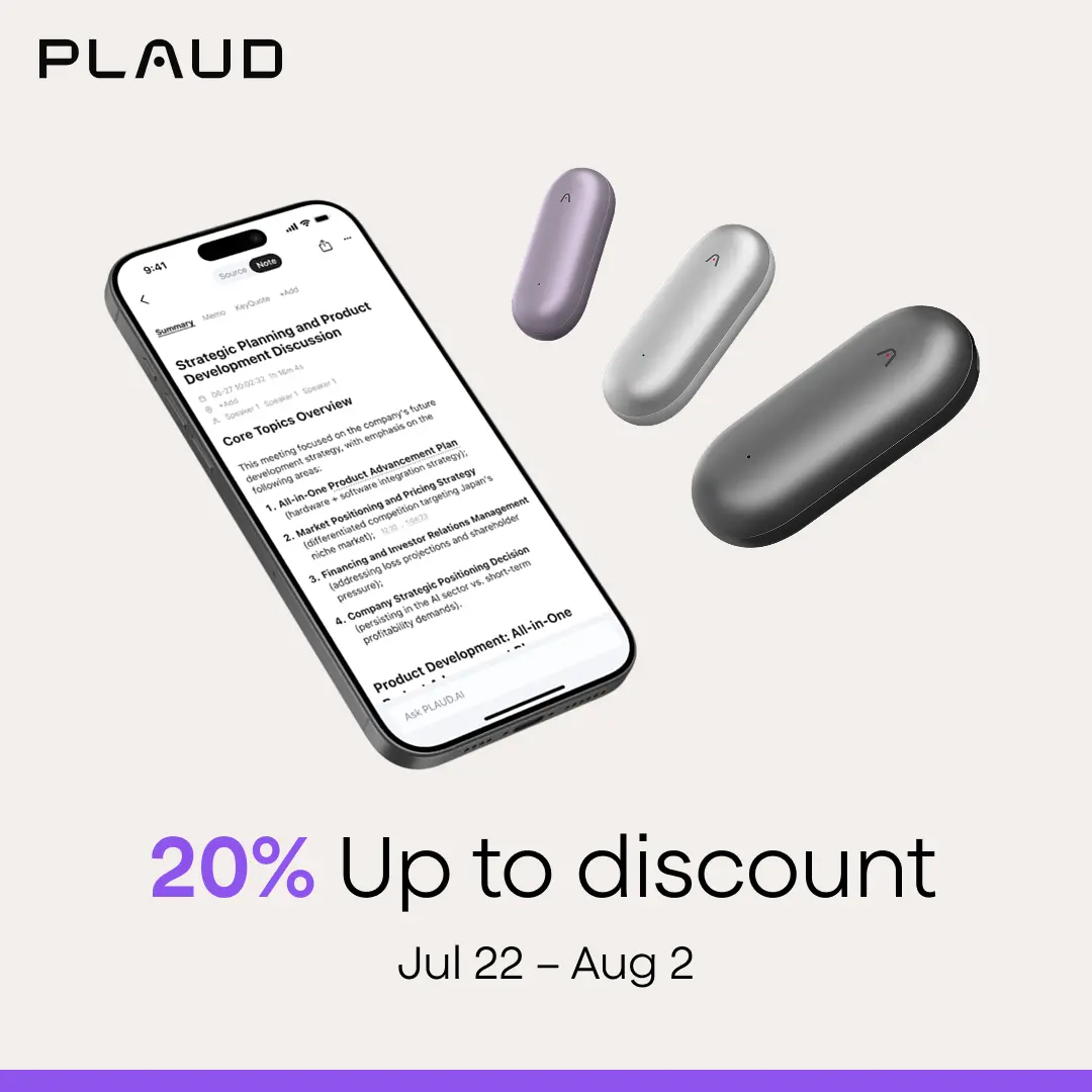 Plaud NotePin Voice Recorder,AI Voice Recorder, App Control, AI Notetaker, AI Transcribe & Summarize Support 112 Languages, 64GB Memory, Audio Recorder for Lectures, Meetings