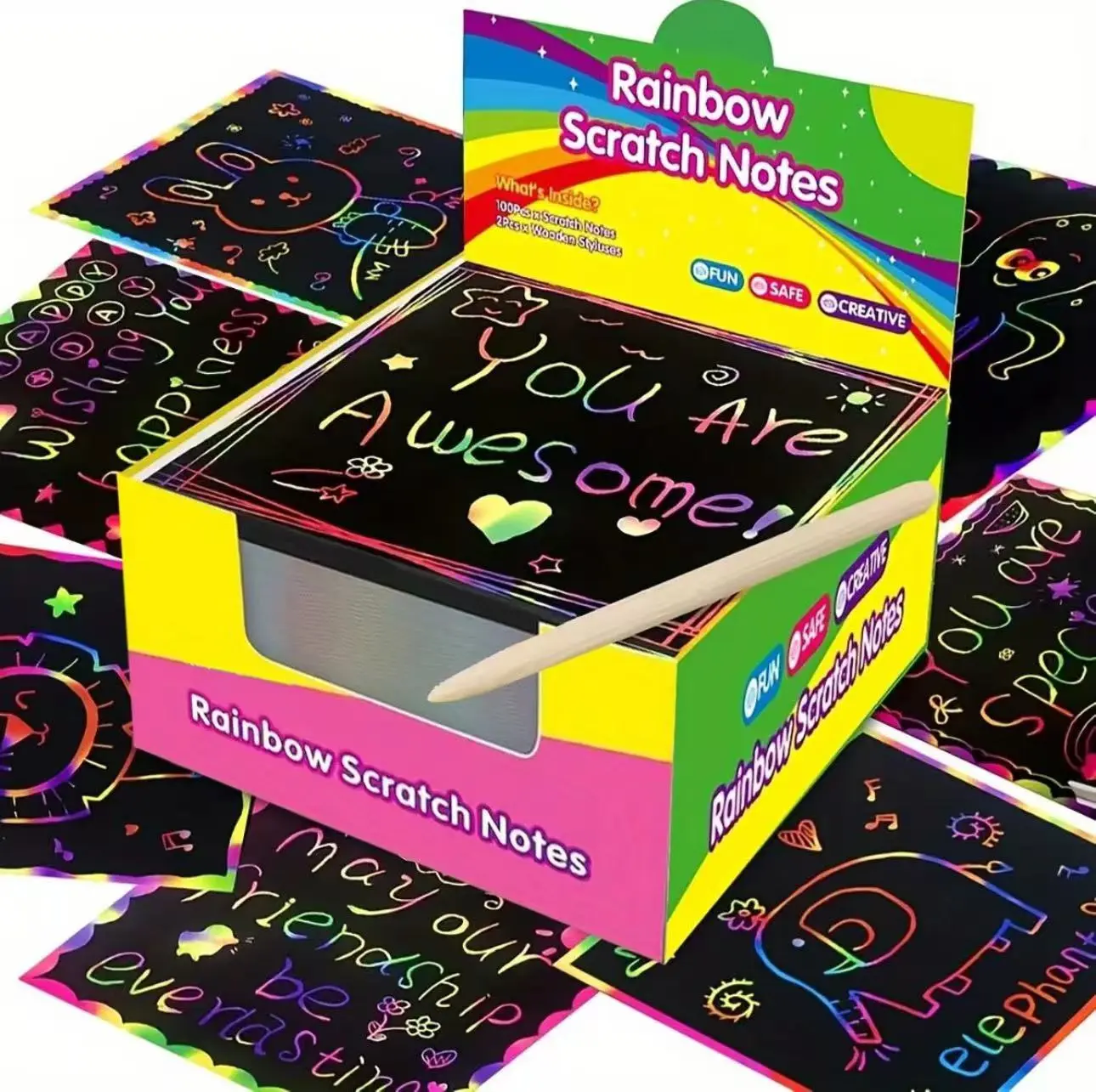 Scratch Note Patterns Rainbow Scratch Paper Set for Kids - 8.5