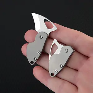 Mini Titanium Alloy Folding Knife, Edc Pocket Knife with Keychain, Stainless Steel Blade, Lightweight Compact for Outdoor Camping Daily Use