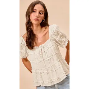 Dot Ruffle Short Sleeve Top