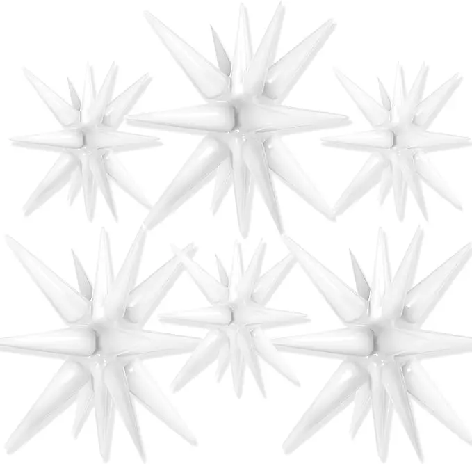 PartyWoo Ivory White Round Star Foil Decorative Balloons Set - 27-Piece Pack with 6 Sizes Including 22-Inch Explosion Spike Mylar Balloons for Graduation, Wedding Decor, Decorative Balloons Balloons, Foils Balloons