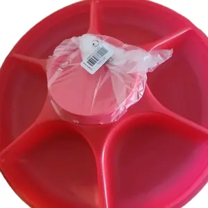 Tupperware Serving Center - Red Plastic Container with Multiple Serving Slots - Plates