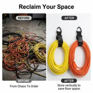 2pcs Adjustable Garden Hose Straps, Heavy-Duty Extension Cord Organizer, Hanging Storage Straps for Garage & Workshop, Reusable Cable Management Ties
