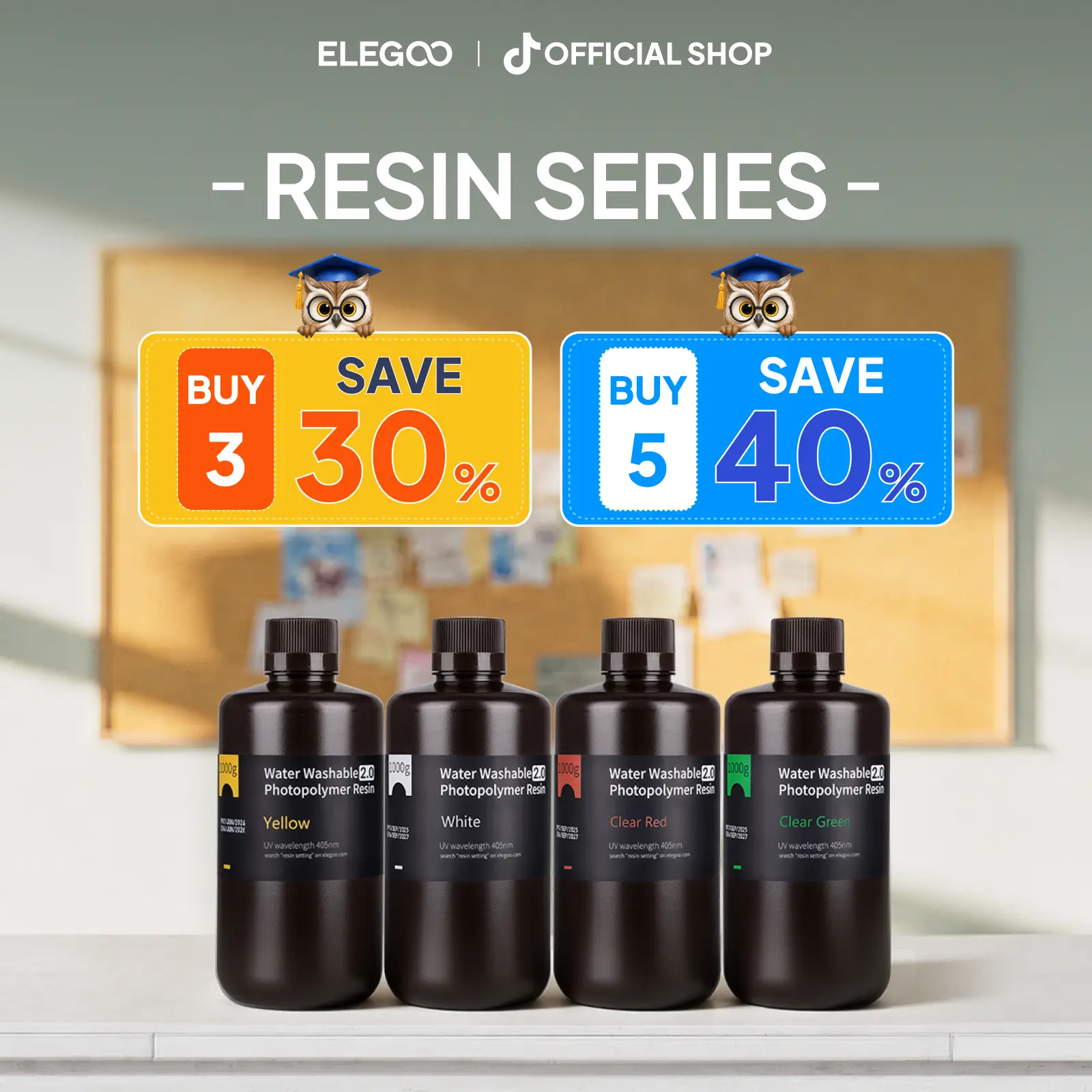 ELEGOO Photopolymer Resin LCD UV-Curing Resin 405nm 3D Printer Resin for Mars Saturn Jupiter MSLA DLP LCD 3D Printing tiktokshopbacktoschool,back to school,back to school haul