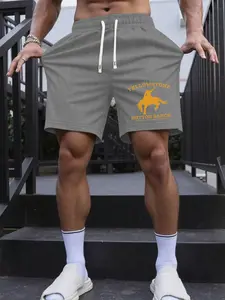 Men's Sporty Shorts, Casual Fashion Yellowstone Dutton Ranch Horse Pattern Print, Summer Outdoor Fitness Running, Loose Fit Shorts