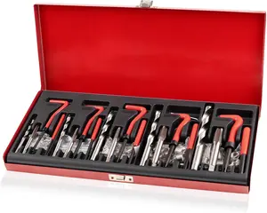 131- Metric Helicoil Thread Repair Kit, Comprehensive HSS Drills, Inserts, Taps, and Tools for M5, M6, M8, M10, M12, Ideal for Automotive and Engine Repairs