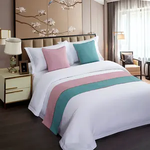 Solid Color Nordic Style Bed Runner Two-sided Design Hotel Bedroom Decor Runners Bed Tail Towel Pillowcase Home Bed Flag