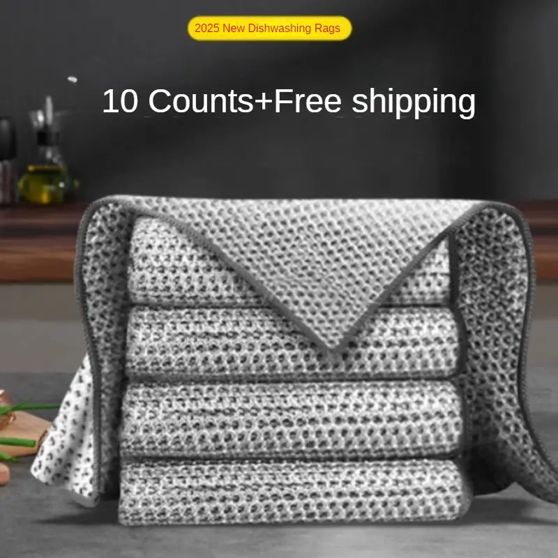 [Mother's Day Gift] 2 Counts Dishwashing Rags，Multipurpose Non-Scratch Wire Dishcloths for Wet and Dry Use, Reusable Wire Cleaning Cloths for Kitchen, Sinks, and Pans Silver Removable, Washable & More Steel Traditional Cleaner Wool